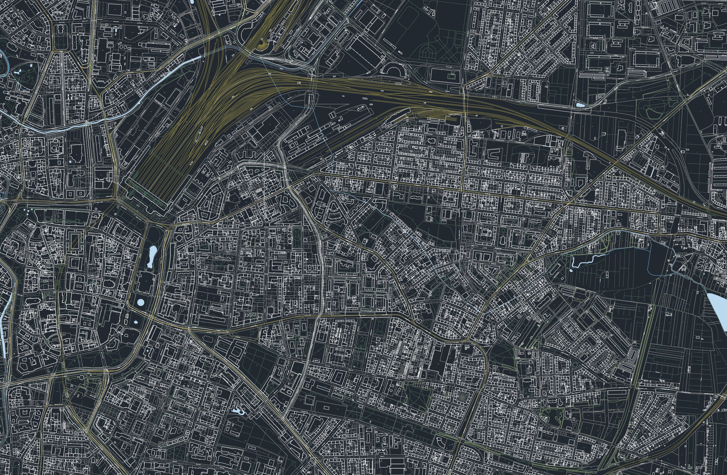 Ausschnitt einer gelieferten Katasterkarte mit Gebäuden, Flurstücken, Hausnummern und Straßennamen